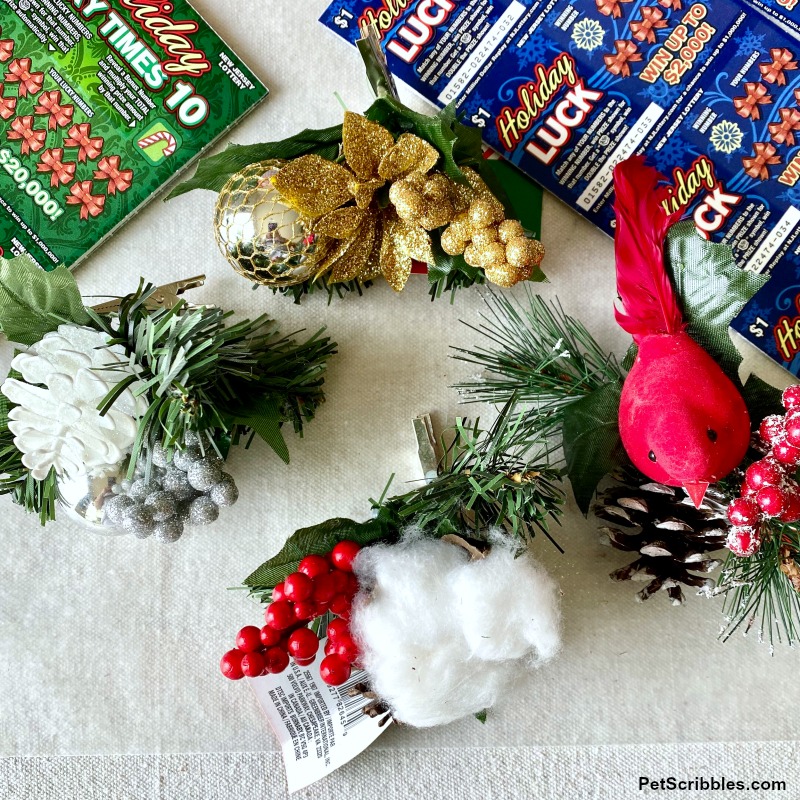 Christmas holiday floral clips from the dollar store