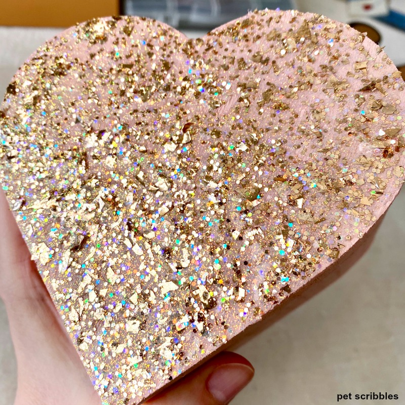 FolkArt Glitterific in Rose Gold on heart box