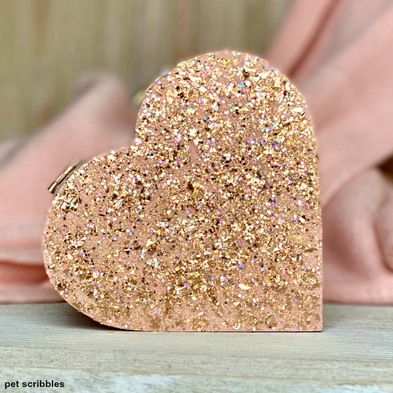 glittered heart shaped box