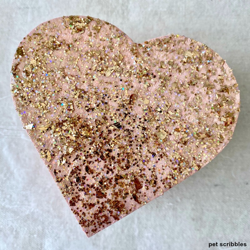 rose gold glitter heart box