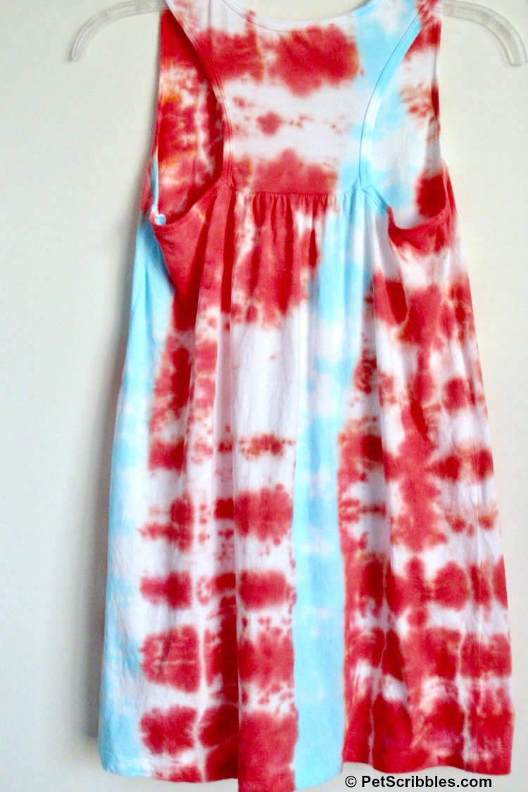 back of off-center stripe tie dye tank top design