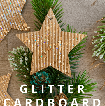 glitter cardboard star ornaments