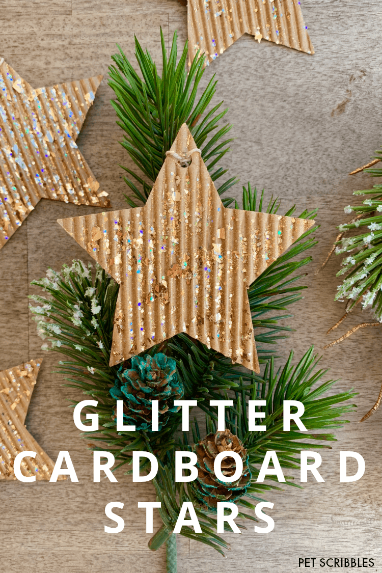 glitter cardboard star ornaments