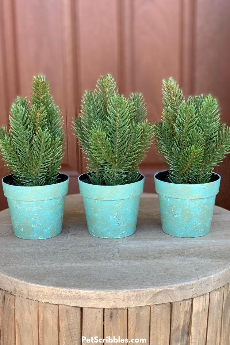 chalk paint makeover with plastic plant pots