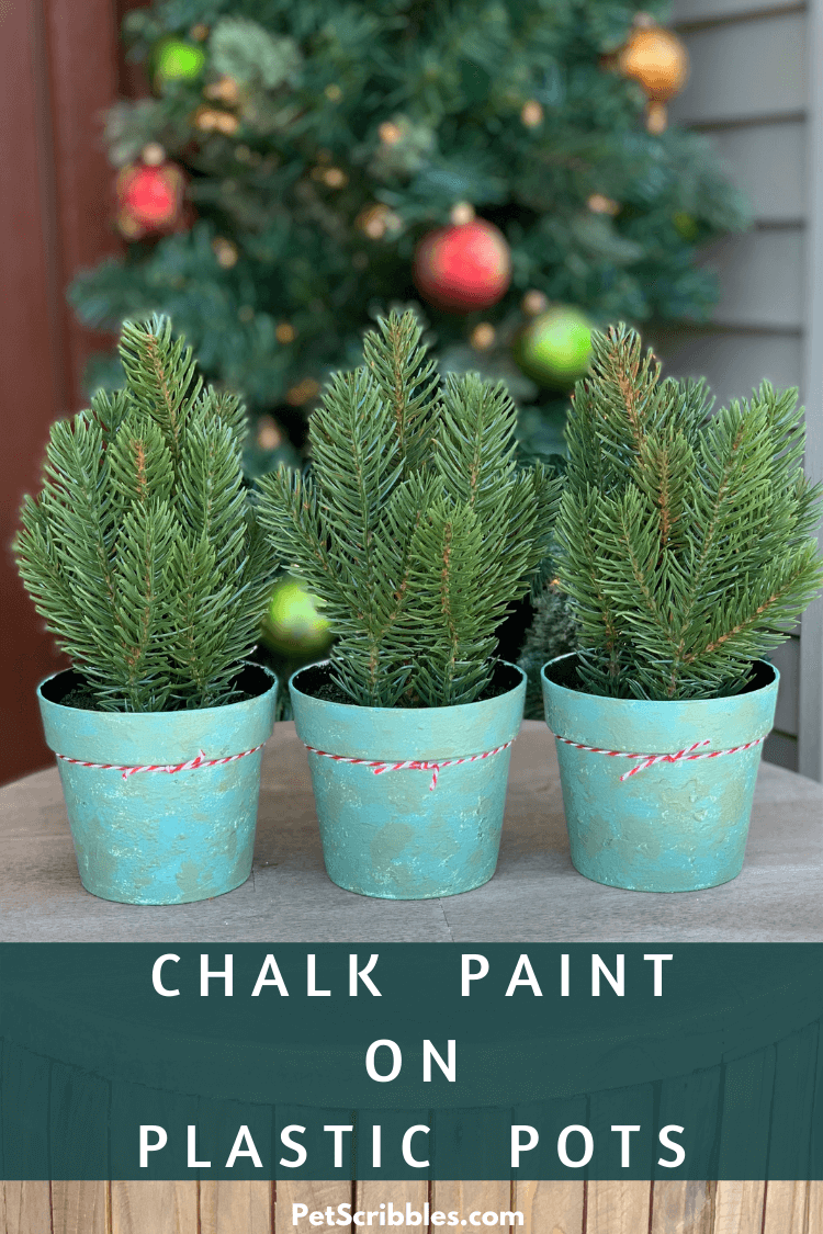 chalk paint on plastic pots makeover