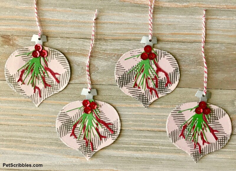 plaid Christmas paper ornaments