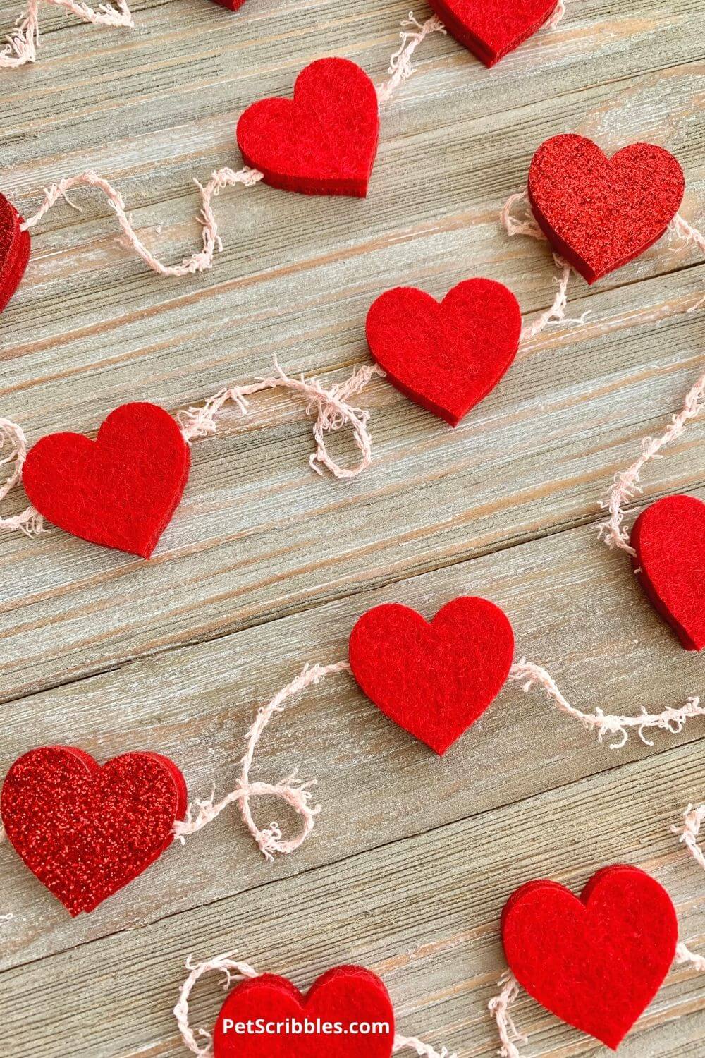 no-sew red felt heart garland