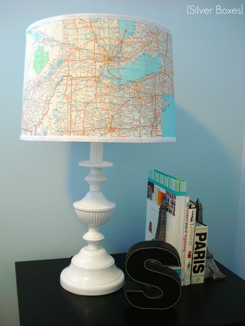 map covered lampshade