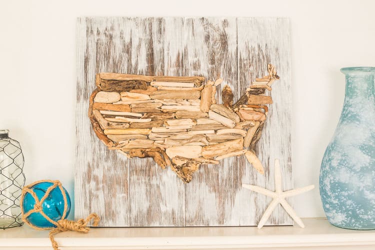 DIY Driftwood USA wall art