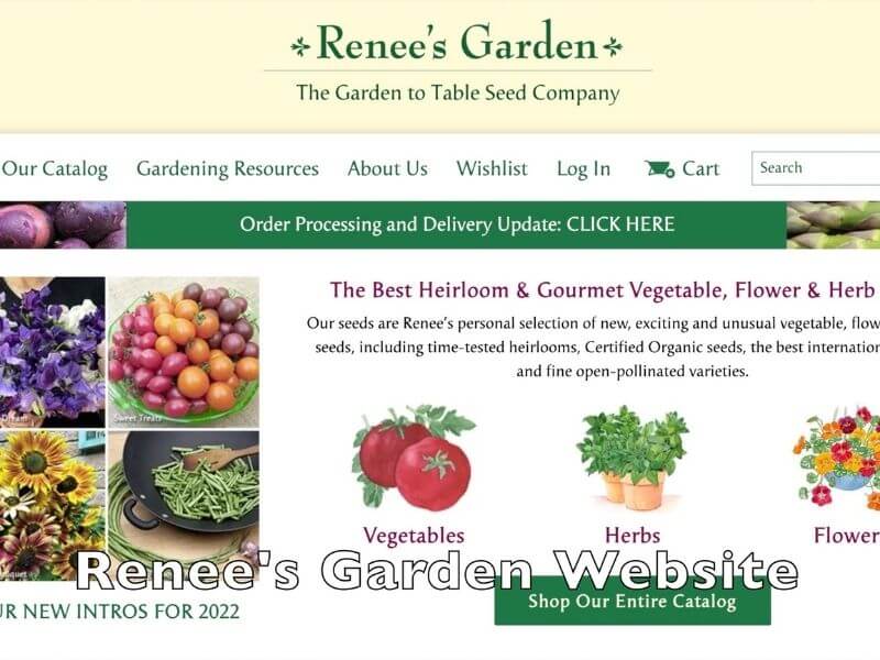 a computer screenshot of Renee's Garden website front page
